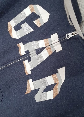 l Beden mavi Renk GAP Baskılı Mavi Fermuarlı Sweatshirt