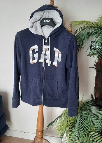 l Beden GAP Baskılı Mavi Fermuarlı Sweatshirt