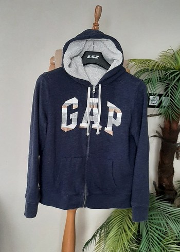GAP Baskılı Mavi Fermuarlı Sweatshirt