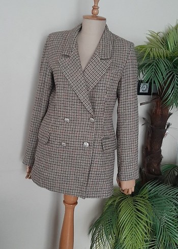 Trendyol & Milla Ekose Desenli Düğmeli Kadın Blazer Ceket