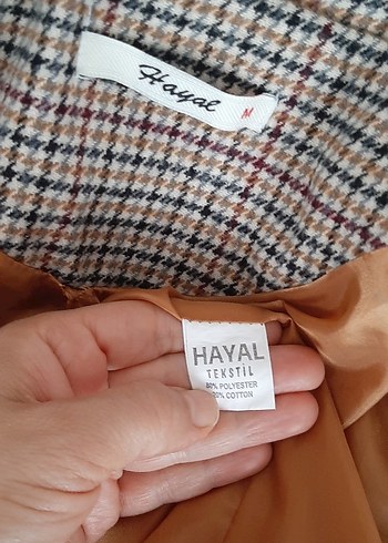 m Beden kahverengi Renk Ekose Desenli Düğmeli Kadın Blazer Ceket