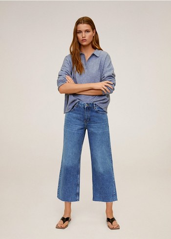 Mango Lacivert Salaş Midi Denim Kadın Jean