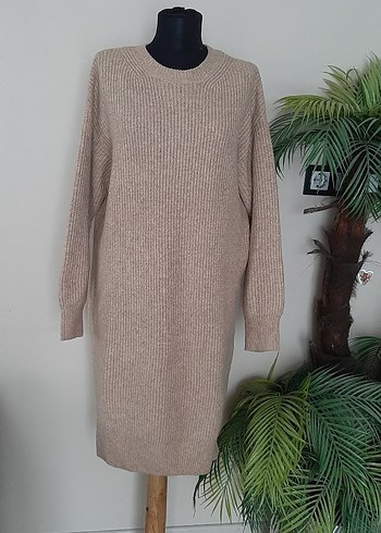 H&M Bej Uzun Örgü Kadın Kazak