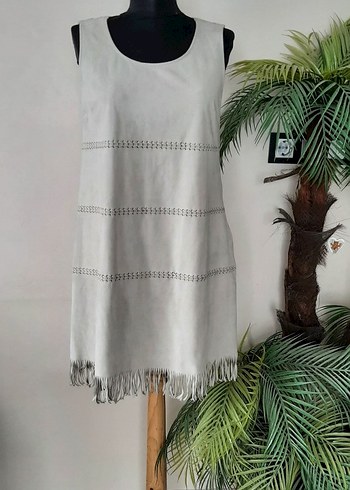 ipekyol Püsküllü Gri Süet Mini Bohem Elbise