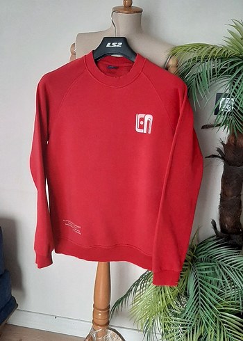 m Beden kırmızı Renk Kırmızı Erkek Sweatshirt, Rahat Kesim, Bisiklet Yaka