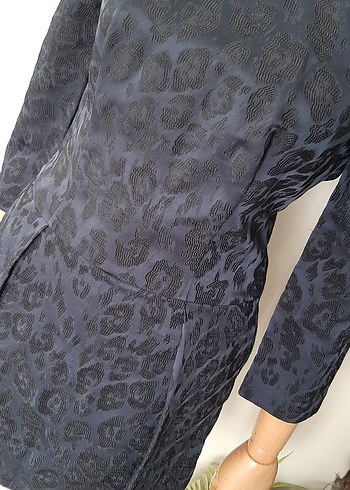 Koyu Lacivert Mini Yılan Desenli Kadın Elbise - Görsel 8