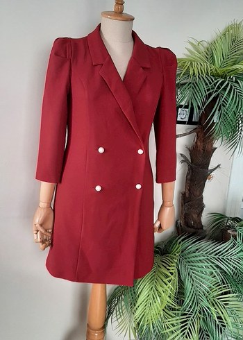 36 Beden Bordo Mini Düğmeli Kadın Blazer Ceket