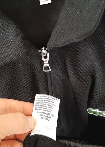 xl Beden siyah Renk Lacoste Siyah Fermuarlı Erkek Sweatshirt
