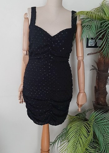 Siyah Drapeli Mini Abiye Elbise - Görsel 4