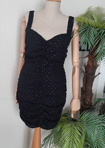 Siyah Drapeli Mini Abiye Elbise - Görsel 5