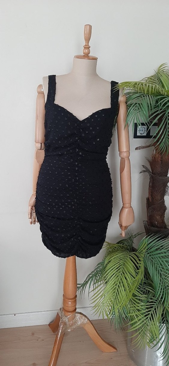 Siyah Drapeli Mini Abiye Elbise - Görsel 4