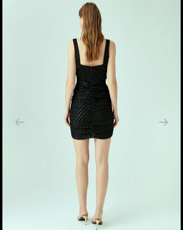 Siyah Drapeli Mini Abiye Elbise - Görsel 3