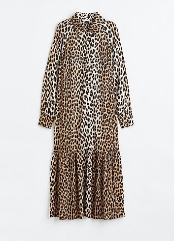 H&m şık leopar rahat kesim elbise