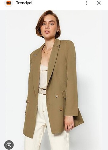 36 Beden haki Renk Trendyol astarli şık blazer 