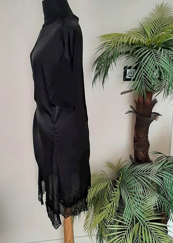 Siyah Drapeli Midi Gotik Elbise - Görsel 15