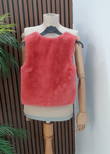 Kızlar için Pembe Peluş Yelek - Görsel 6