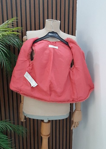 Kızlar için Pembe Peluş Yelek - Görsel 5