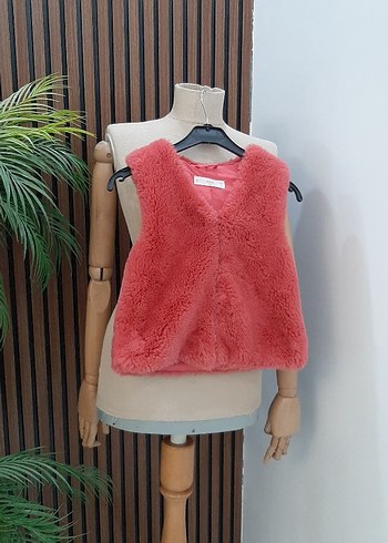 Kızlar için Pembe Peluş Yelek - Görsel 2