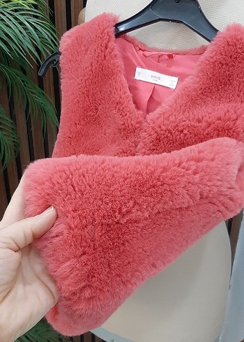 Kızlar için Pembe Peluş Yelek - Görsel 4