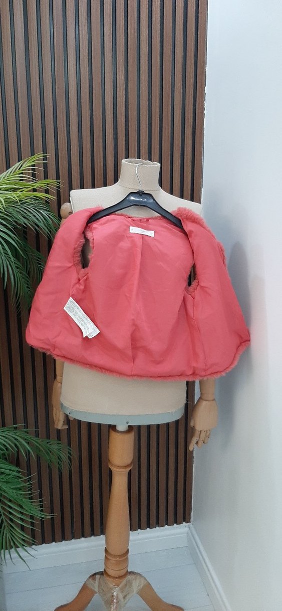 Kızlar için Pembe Peluş Yelek - Görsel 5