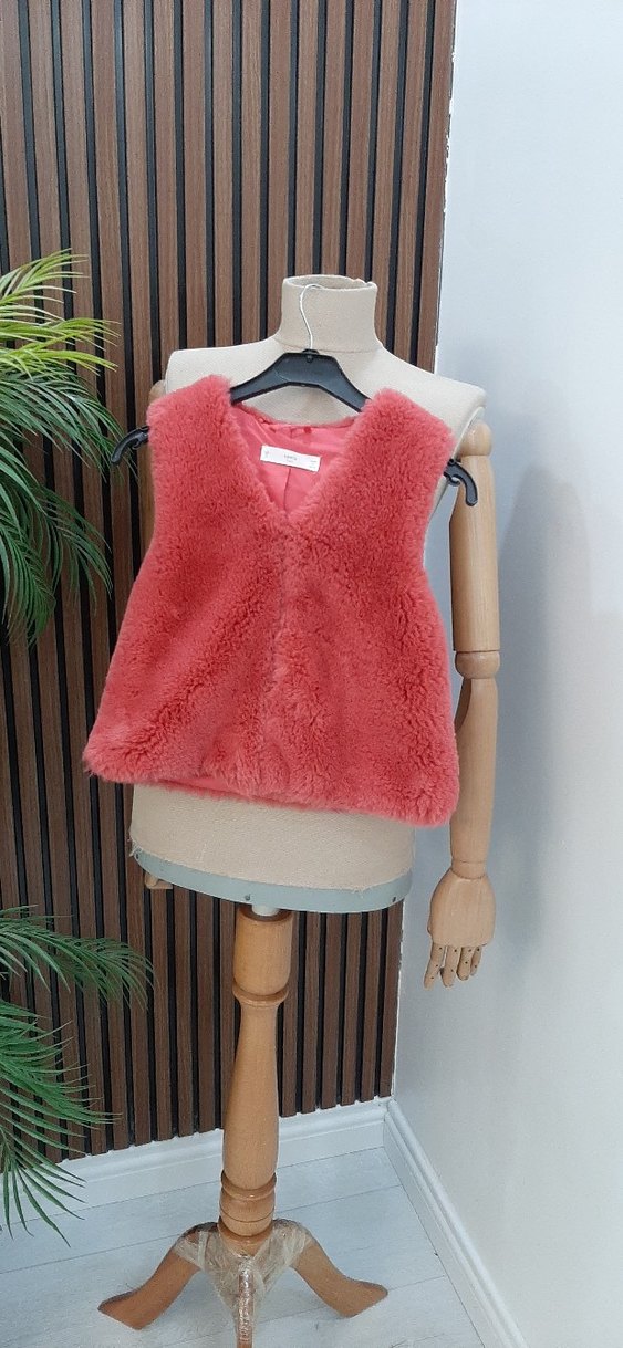 Kızlar için Pembe Peluş Yelek - Görsel 3