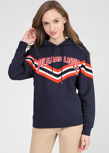 Sandro Renkli Cizgili Kapusonlu Sweatshirt
