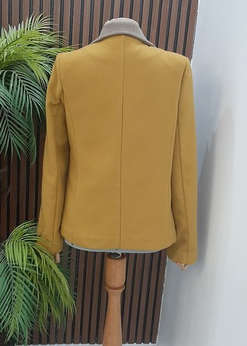 Düğmeli Bej Mini Kadın Kaban - Görsel 6