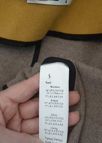 Düğmeli Bej Mini Kadın Kaban - Görsel 10