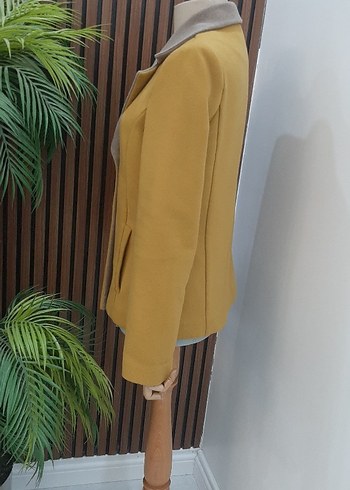 Düğmeli Bej Mini Kadın Kaban - Görsel 5