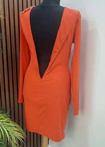 Kırmızı V Yaka Drapeli Midi Elbise - Görsel 11