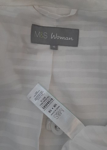 Düğmeli Beyaz Keten Kadın Blazer Ceket - Görsel 9