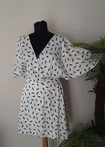 Nocturne V Yaka Bohem Desenli Mini Elbise