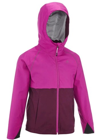 Decathlon Canli Fusya Kapusonlu Cocuk Yagmurlugu