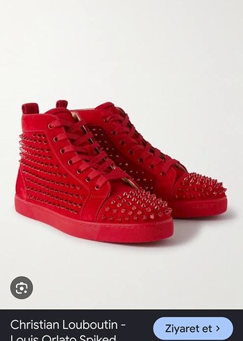 Christian Louboutin Kirmizi Deri Yuksek Bilekli Civili Sneaker