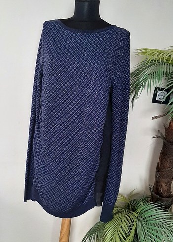 xl Beden Lacivert Desenli Triko Hamile Kazak