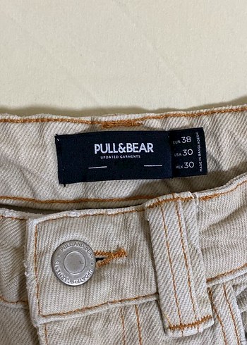 Pull and Bear Pull Bear Bej Baggy Keten Jeans Pantolon