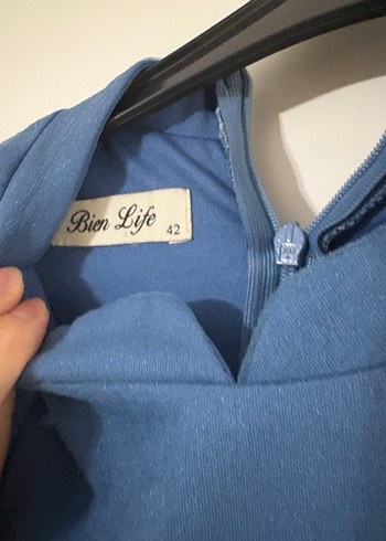 Uzun Kollu Mavi Bohem Uzun Abiye Elbise - Görsel 6