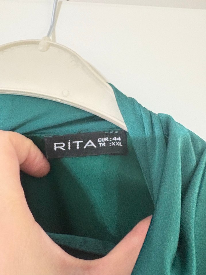 Yeşil Drapeli Uzun Kollu Uzun Elbise - Görsel 4