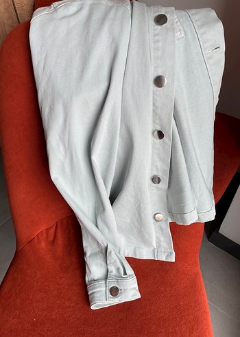 Vakkorama Acik Mavi Denim Uzun Kollu Kot Ceket