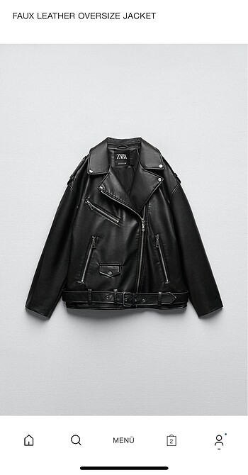 Zara oversize deri biker ceket