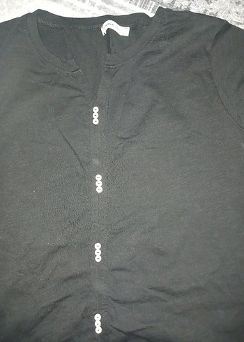 Düğmeli Siyah Hamile Hırka - Görsel 2