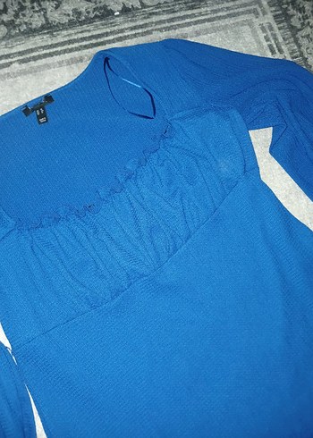 Uzun Kollu Lacivert Midi Elbise - Görsel 3