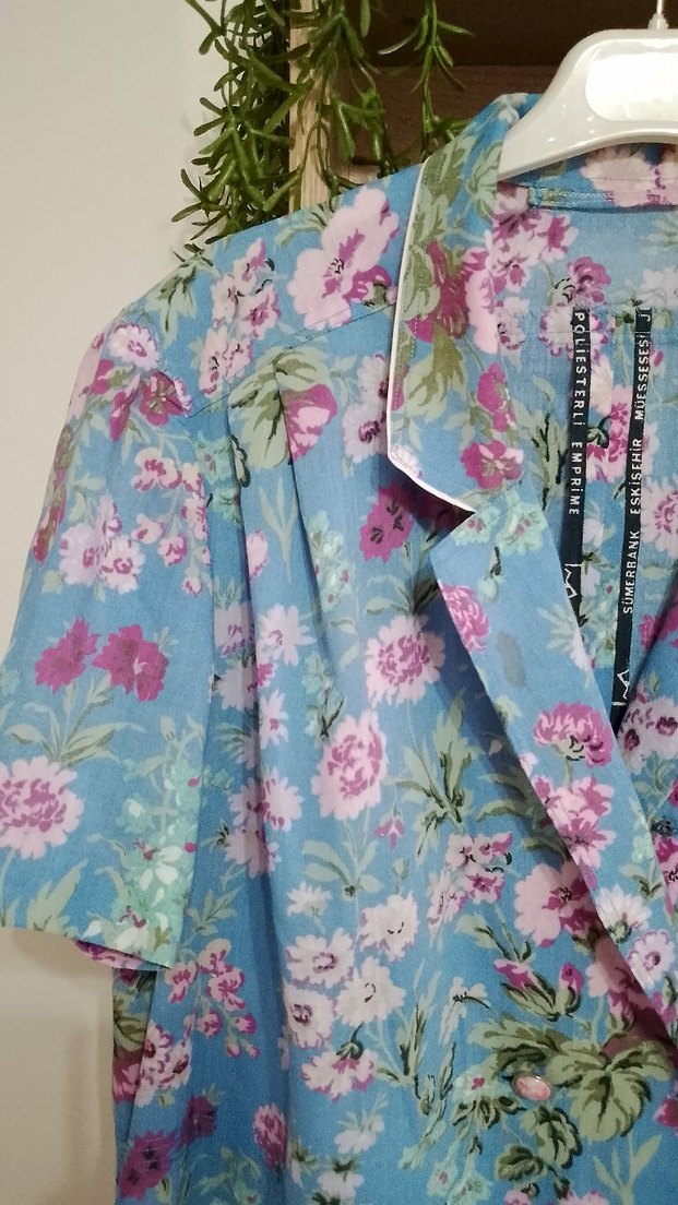 Çiçek Desenli Mavi elbise - Görsel 3