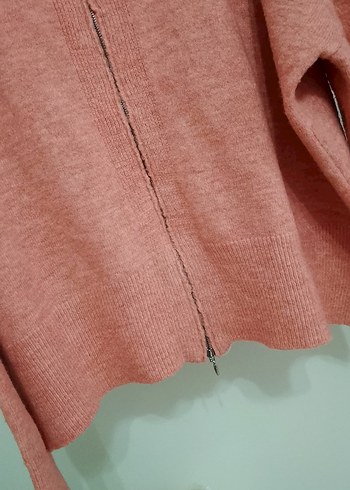 Pembe Boğazlı Örgü Salaş Kadın Kazak - Görsel 5