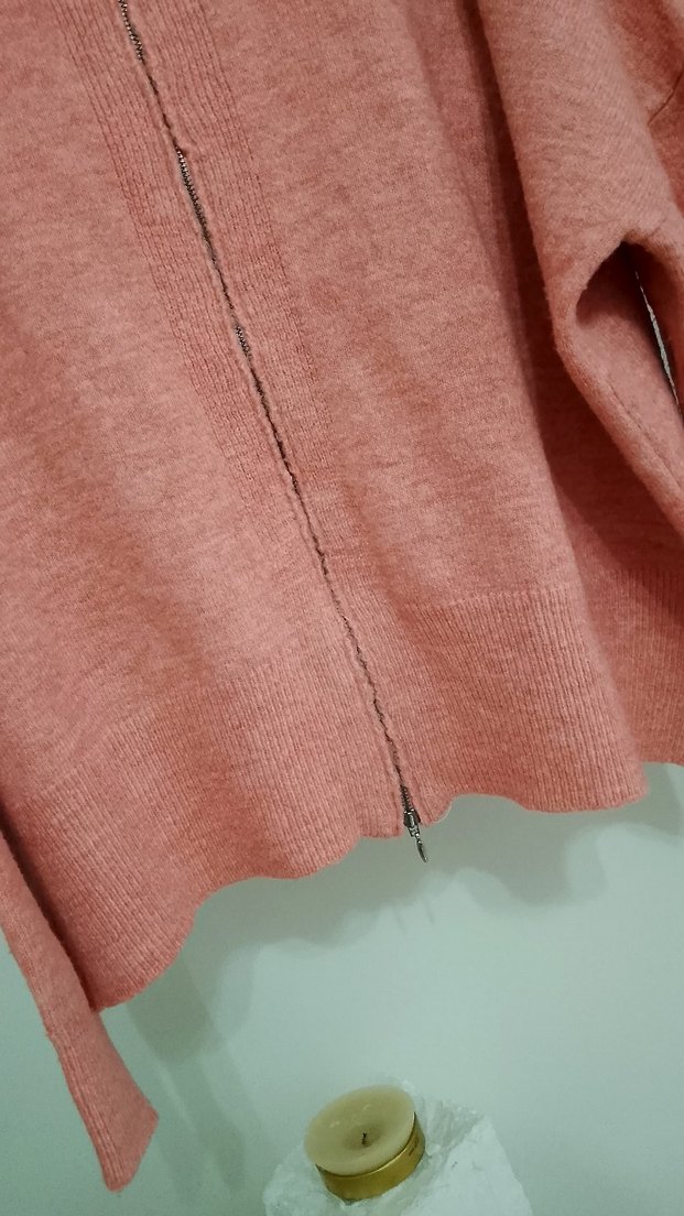 Pembe Boğazlı Örgü Salaş Kadın Kazak - Görsel 5