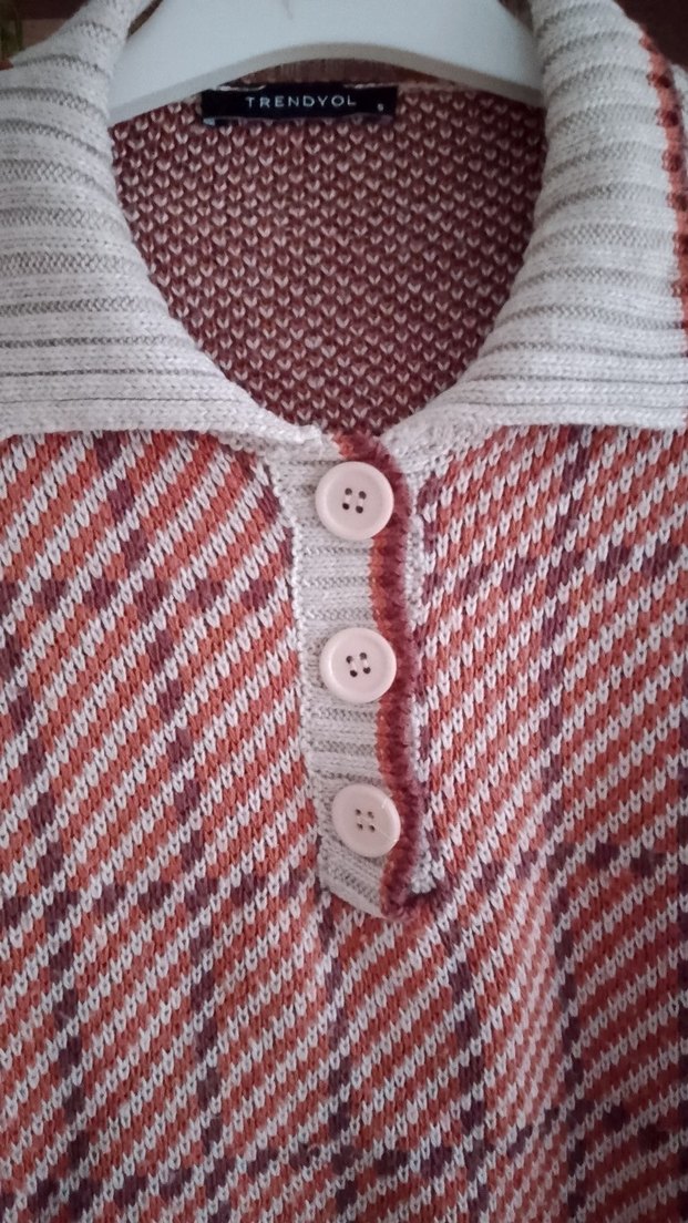 Bohem Tarz Boğazlı Kahverengi Kadın Kazak - Görsel 2