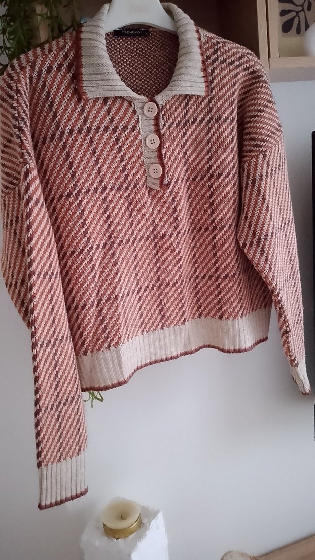 Bohem Tarz Boğazlı Kahverengi Kadın Kazak - Görsel 4