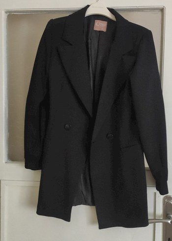Düğmeli Siyah Kadın Blazer Ceket