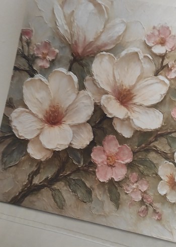  Beden çeşitli Renk Beyaz ve Pastel Çiçekli Dekoratif Tablo