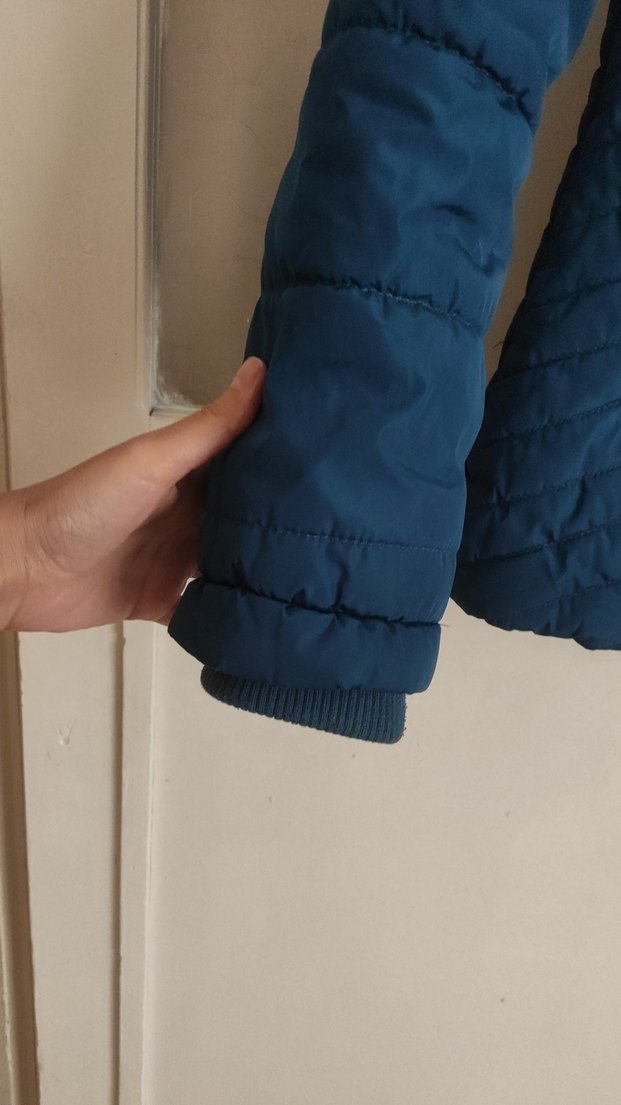 Kürklü Kapüşonlu Koyu Mavi Kadın Kış Montu - Görsel 2